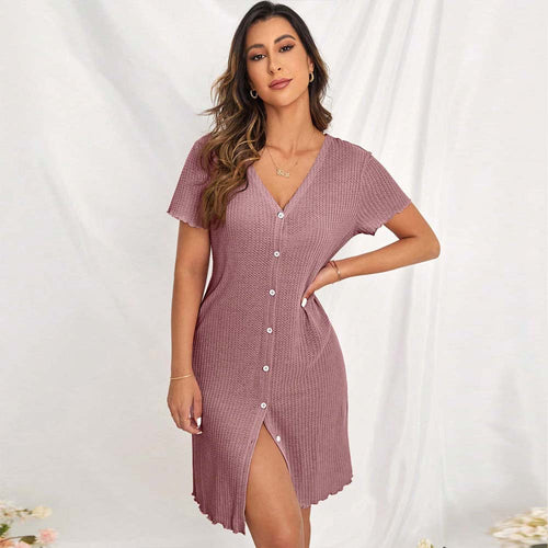 Robe mini en sweat pour femmes avec design à boutons et poches latérales insérées Chic & Stil