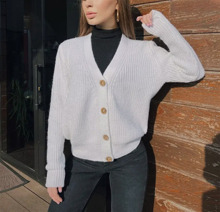 Women Chunky Knit Vest with Buttons Lune London