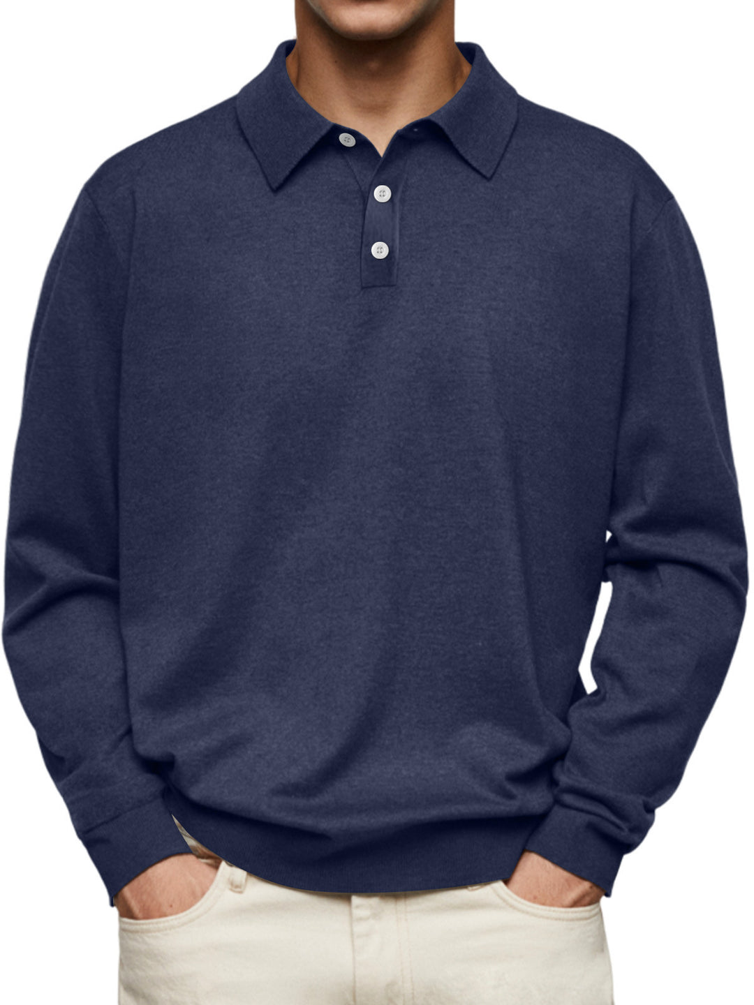Men's long sleeve polo in soft cotton blend Lune London
