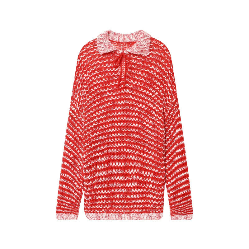 Casual ribbed sweater for women with trendy collar and ruffle detail Lune London