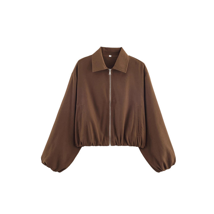 Transitional jacket for women with elastic waist and high collar Lune London