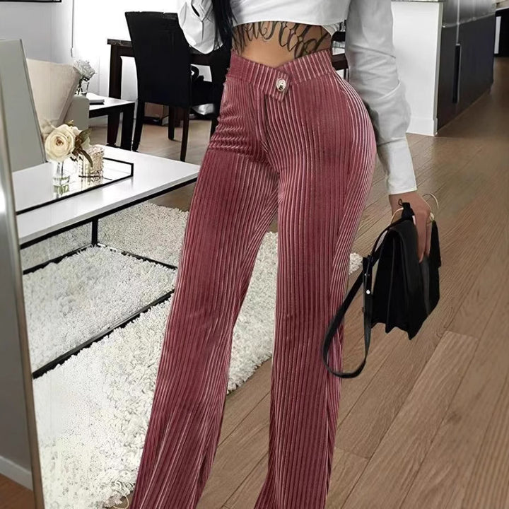 Ladies Elegant Pleated Pants with Button Details Lune London