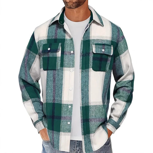 Men's flannel checkered shirt with double chest pockets Lune London