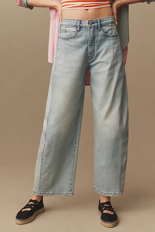 Women's wide denim pants in a modern cut with a high waistband Lune London