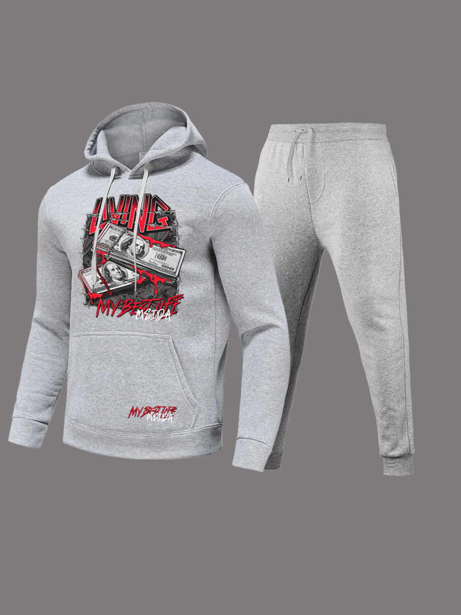 Men's sporty hoodie and jogger pant set with striking graphic print Lune London