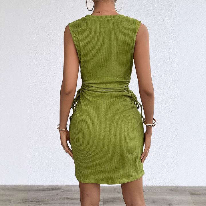 Fitted wrap dress for women with gathered detail and side ties Chic & Stil