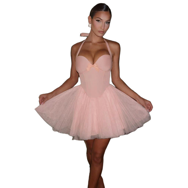 Tulle skater dress for women with bow detail Lune London