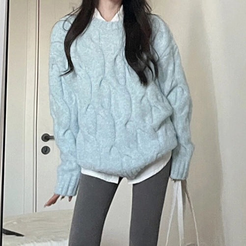 Pull en maille épaisse pour femme avec motif en câble texturé et coupe décontractée Chic & Stil