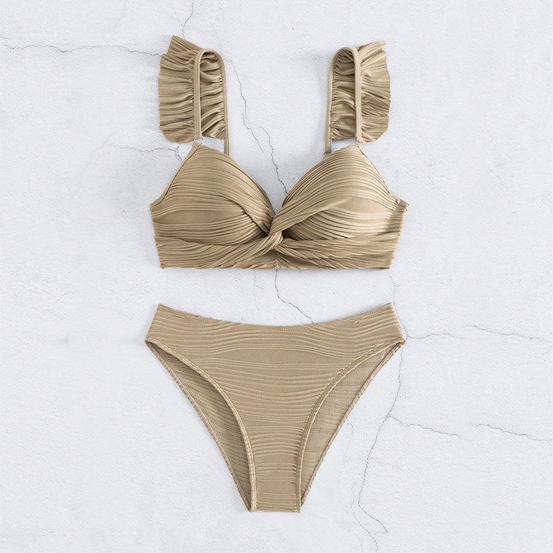Women high waisted ruched bottom bikini set Lune London