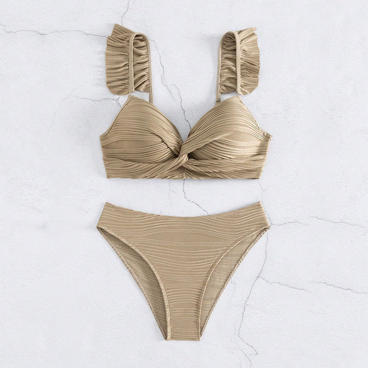 Women high waisted ruched bottom bikini set Lune London