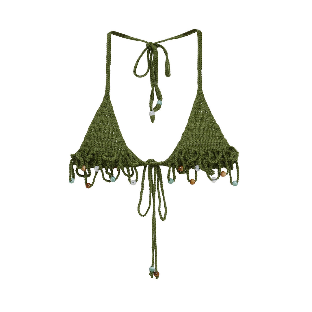 Women's mini skirt in mesh fabric with decorative fringes Lune London