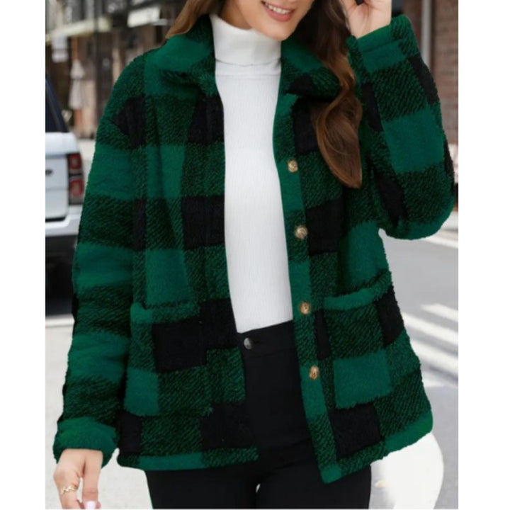 Lune London Women's Tartan Pattern Fleece Jacket