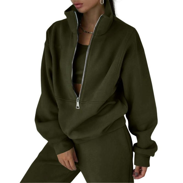 Women's sweatshirt with high collar and zipper Lune London