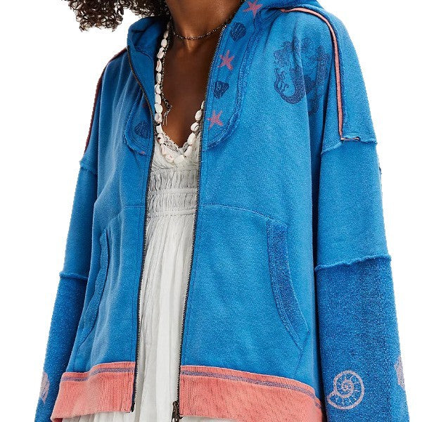 Zipped hoodie for women with fringe cut Lune London