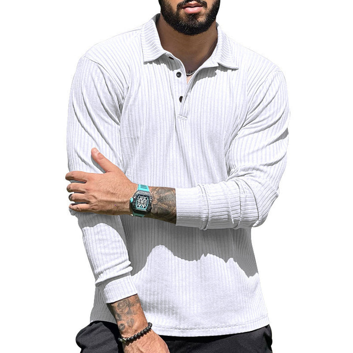 Long sleeve polo shirt for men with textured design and elegant button placket Lune London