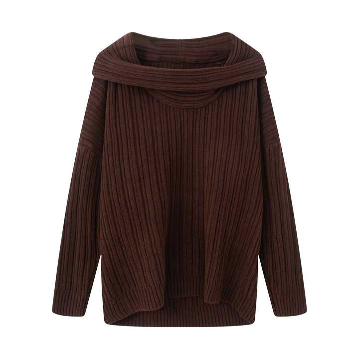 Casual knit pullover for women with a wide turtleneck and a ribbed structure Lune London