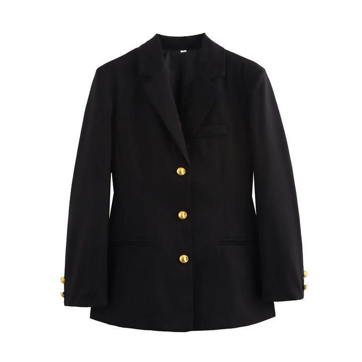 Plaid blazer for women with gold buttons and practical pockets Lune London