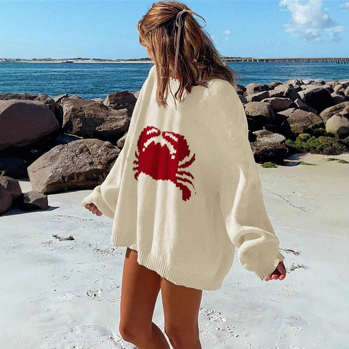 Knitted sweater for women with a climbing creature design Lune London