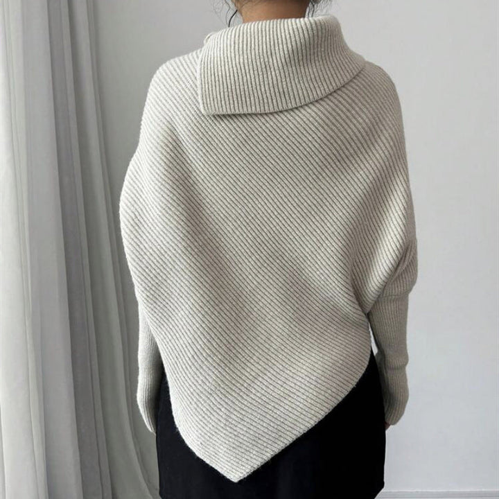 Lune London | Women's Oversized Knit Sweater with High Collar and Asymmetrical Shape