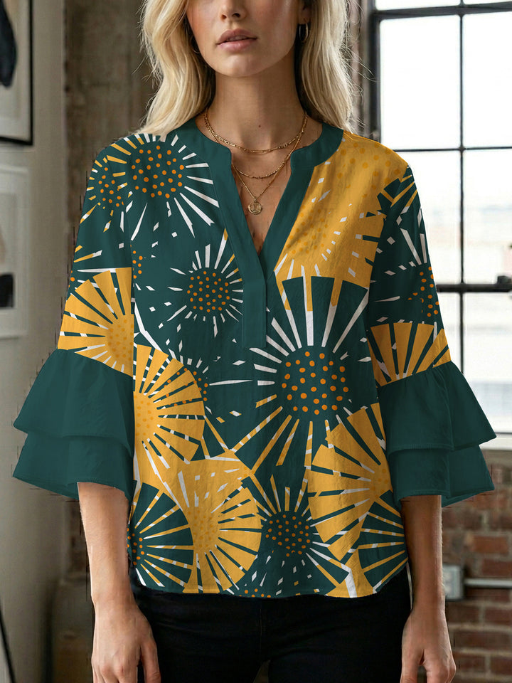 Women's flower creation with voluminous ruffled sleeves Lune London