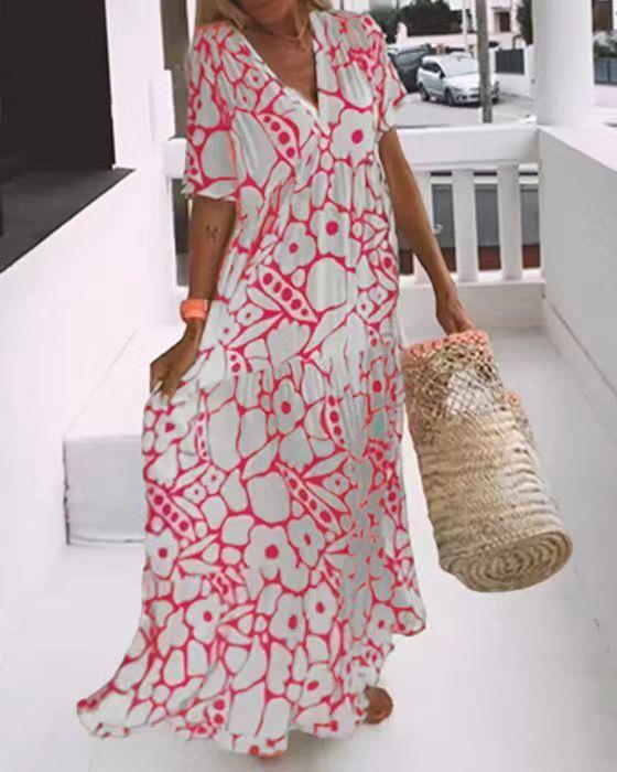 Maxi dress for women with an elegant V neck and a flowing cut Lune London