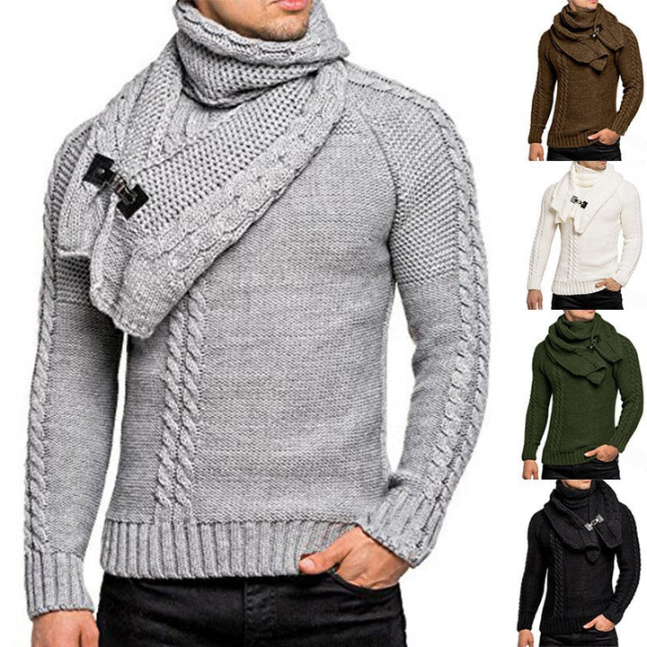 Knitted pullover for men with integrated scarf Lune London