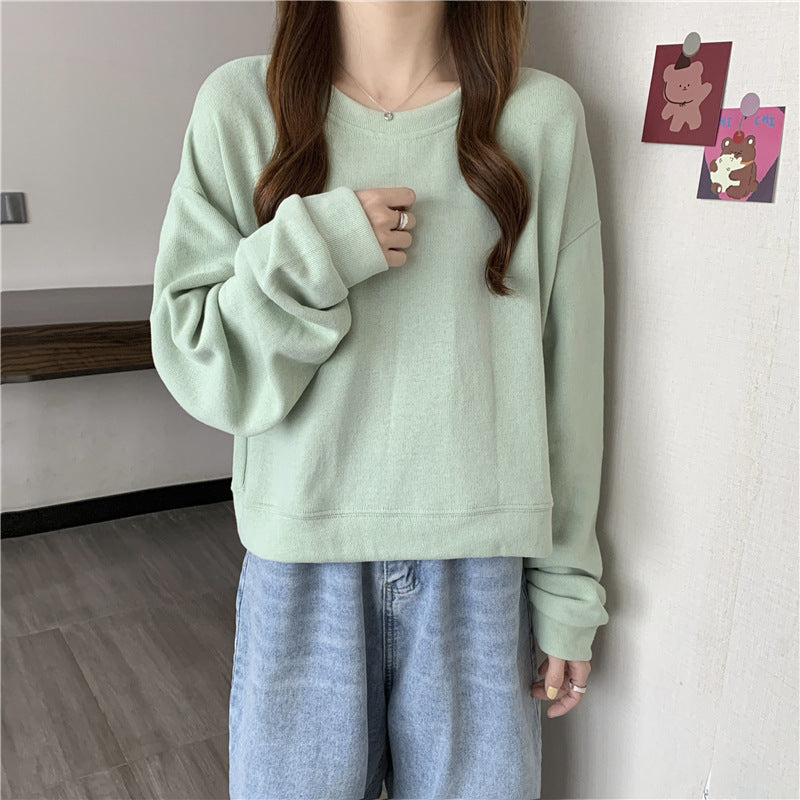 Women's casual cropped sweater made of soft cotton blend with stylish round neckline Lune London