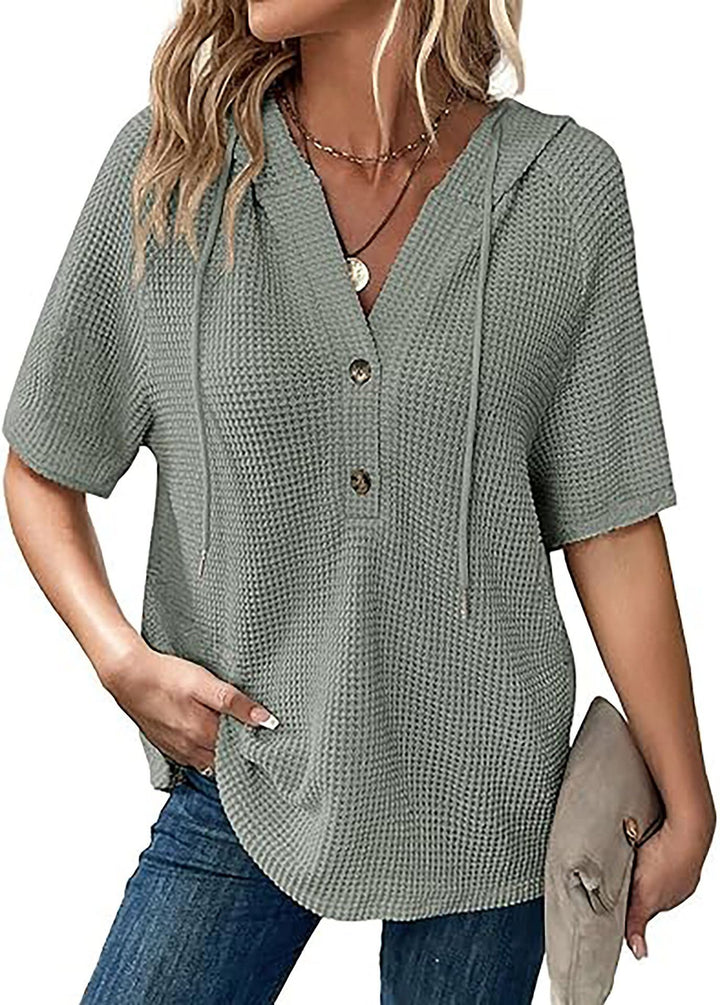 Casual oversized hoodie T-shirt for women with button detail Lune London