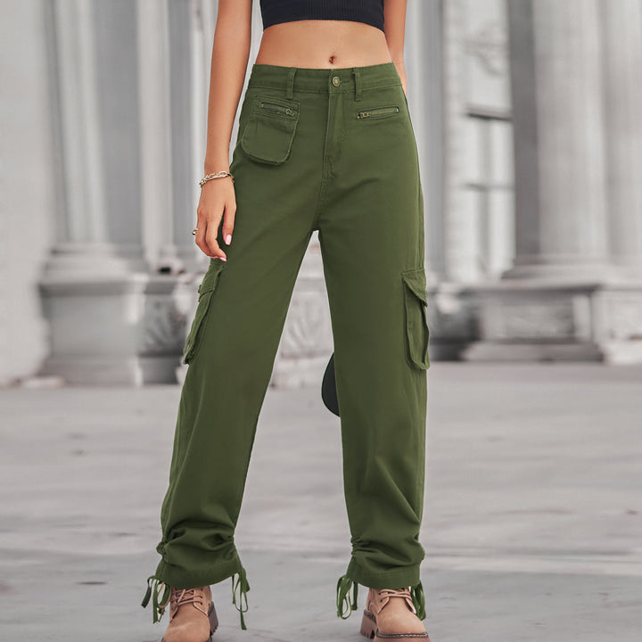 Women’s cargo pants with deep practical pockets and an adjustable hem Lune London