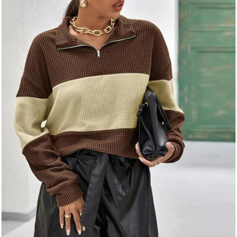 Sweat femme avec fermeture éclair et rayures en bloc Chic & Stil