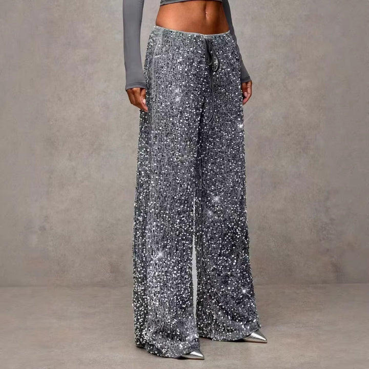 Pantalons palazzo extravagants pour femmes avec embellissement de paillettes Chic & Stil