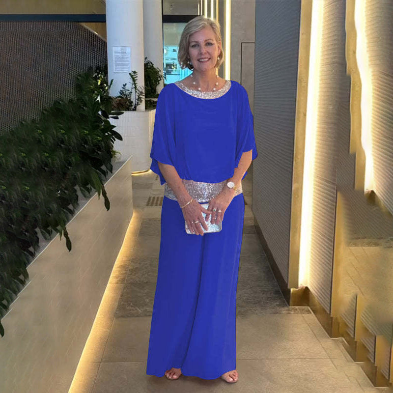 Ladies elegant and airy jumpsuit with sparkling belt Lune London