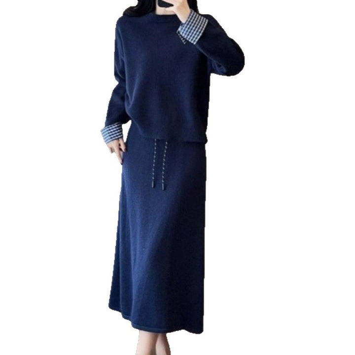 Robe tricot élégante pour femmes avec col de chemisier amovible et cordon de serrage
