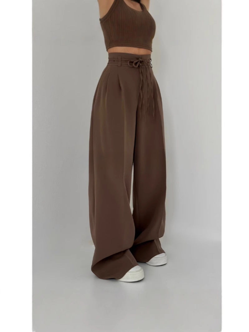 Loose chino pants for women with high waist and adjustable drawstring Lune London