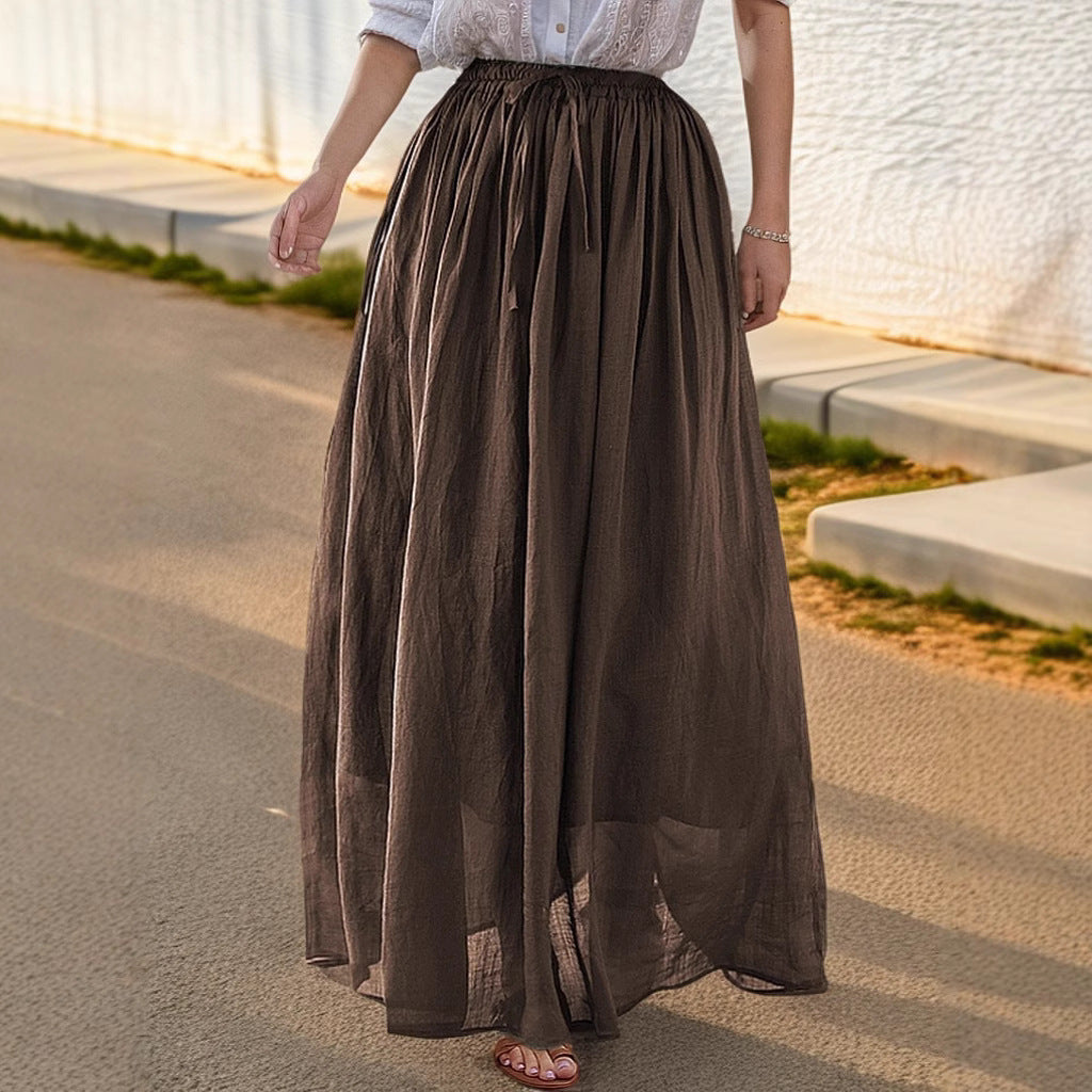 Elegant maxi skirt for women with a flowing cut and practical drawstrings Lune London