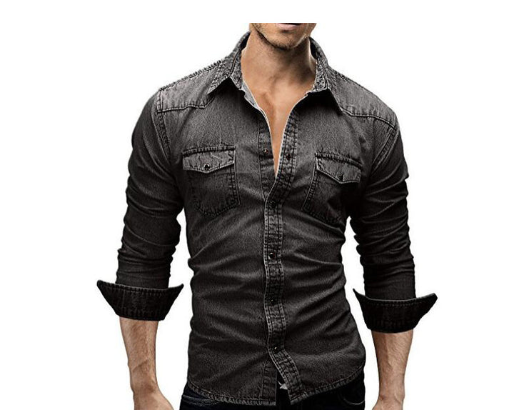 Men's denim shirt with stylish flap pockets and a fashionable slim fit Lune London