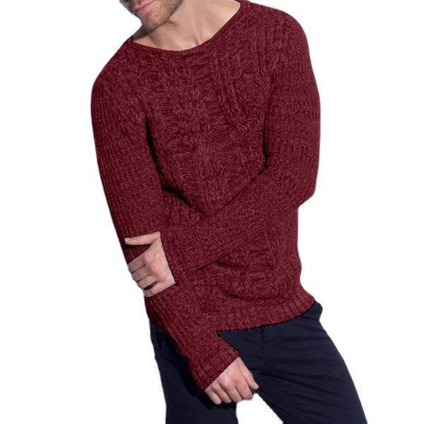 Chunky knit sweater for men with textured cable design and casual round neck Lune London
