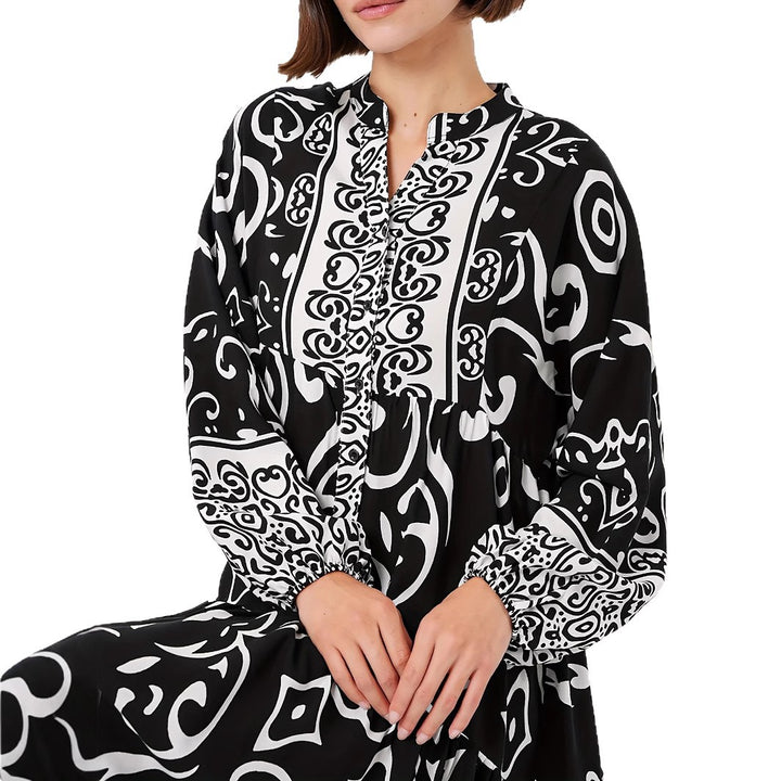 Maxi dress for ladies with artistic pattern print Lune London
