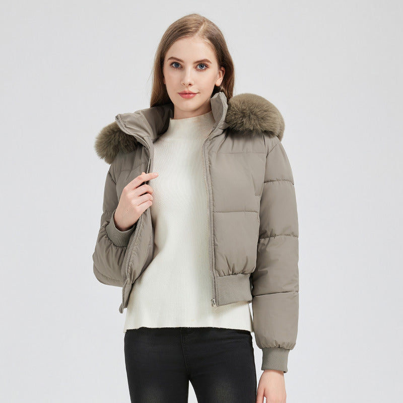 Lady short quilted jacket with removable faux fur collar Lune London