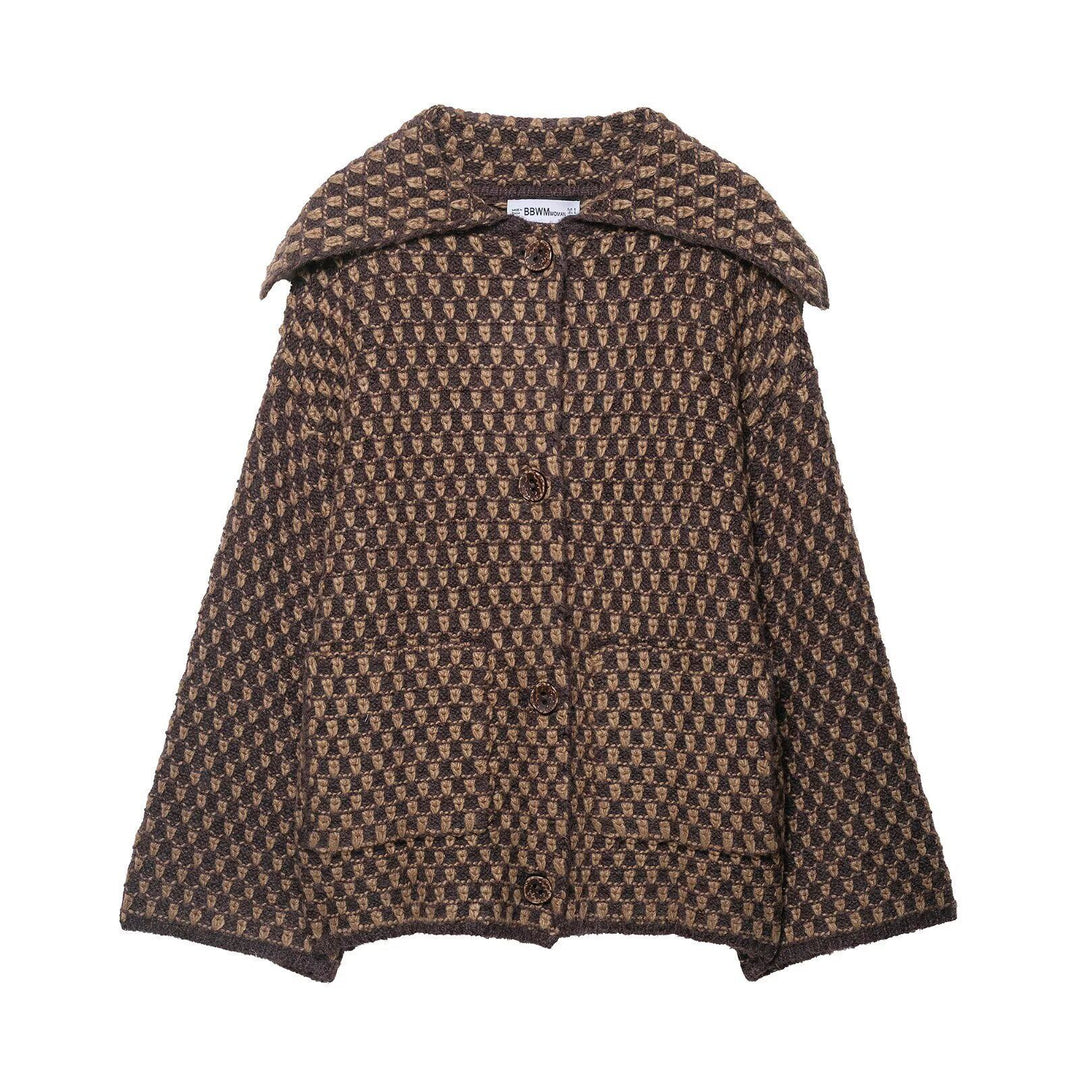 Veste courte à la mode pour femmes avec motif à carreaux et détails en boutons Chic & Stil