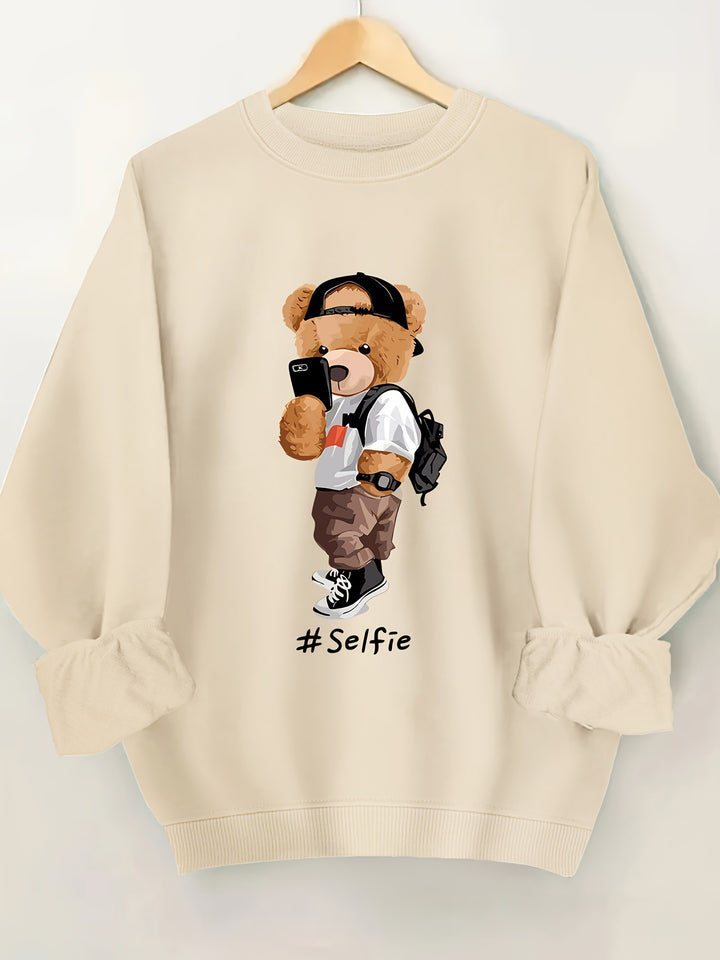 Sweatshirt pour femmes avec design artistique d'ours et coupe décontractée Chic & Stil