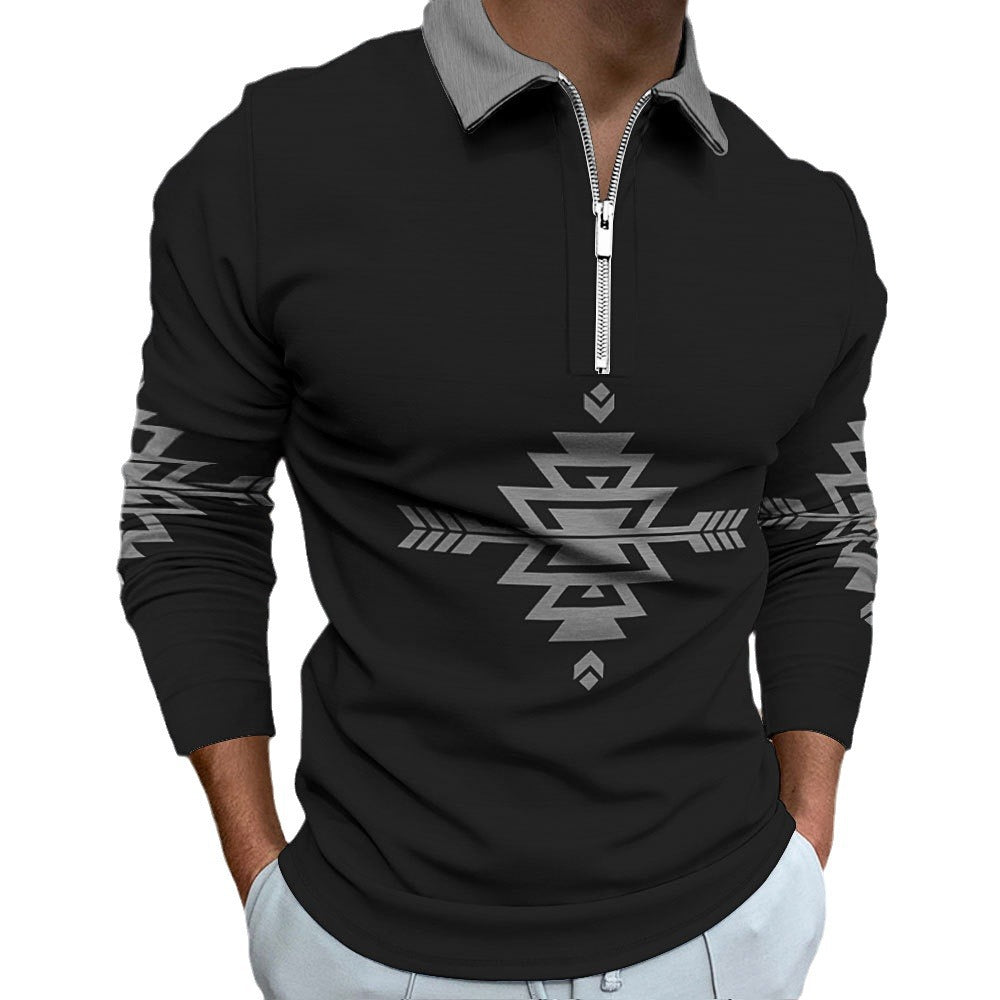 Long sleeve shirt for men with a modern ethnic design and a high-quality zipper Lune London