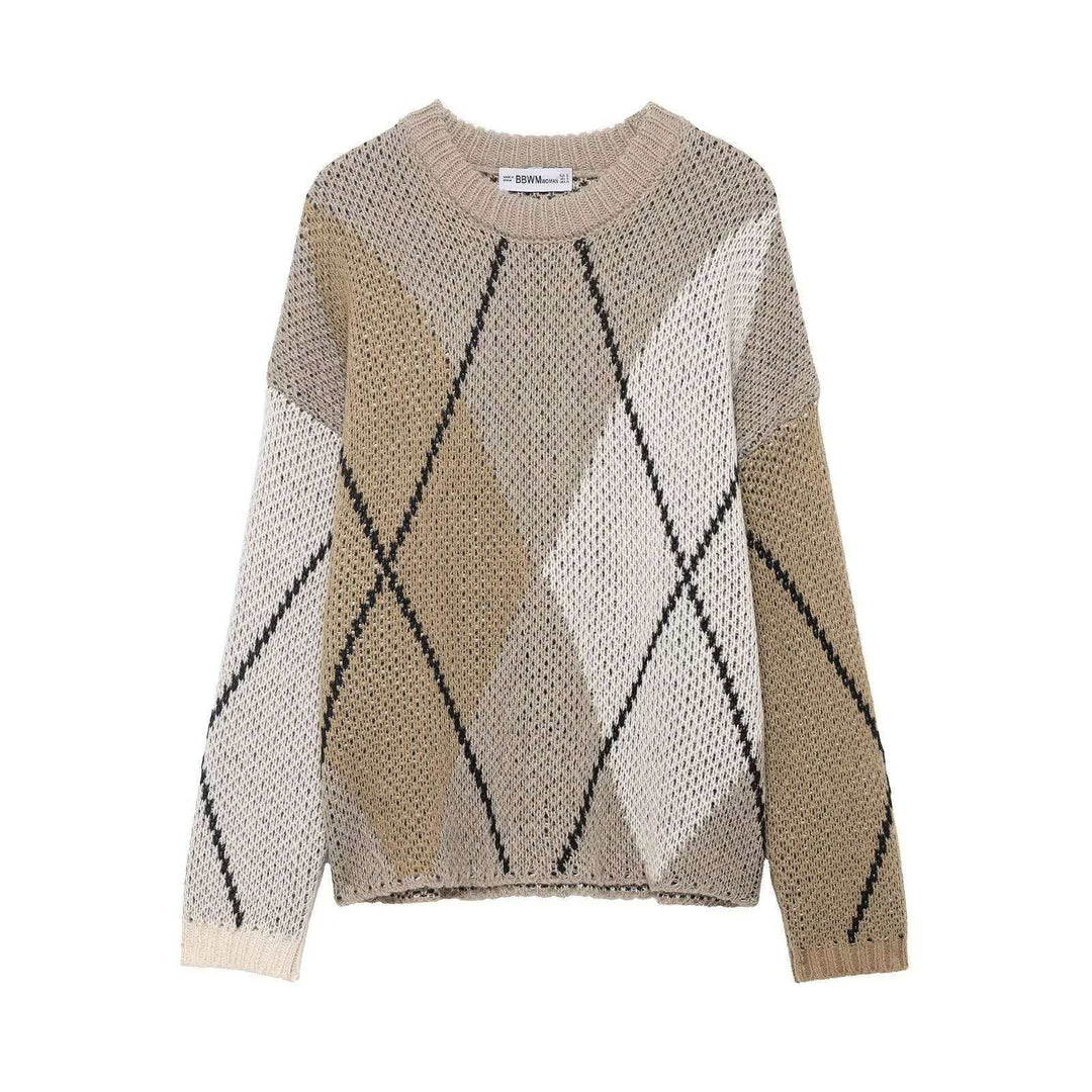 Pull décontracté pour femmes au motif de diamant moderne Chic & Stil