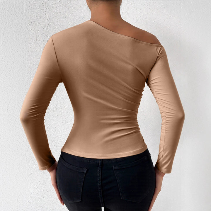 Women's long sleeve shirt with asymmetric neckline and figure-hugging cut Lune London