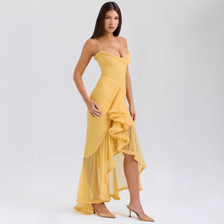 Elegant Maxi Dress for Women with Ruffle Details and Fitted Cut Chic & Style