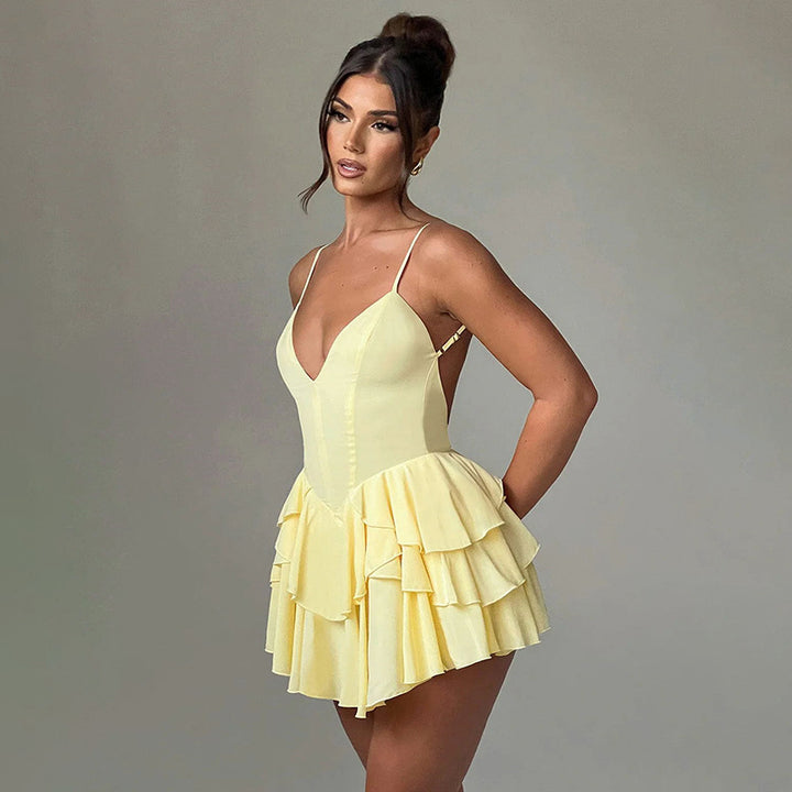 Flirty gathered skater dress for women Lune London