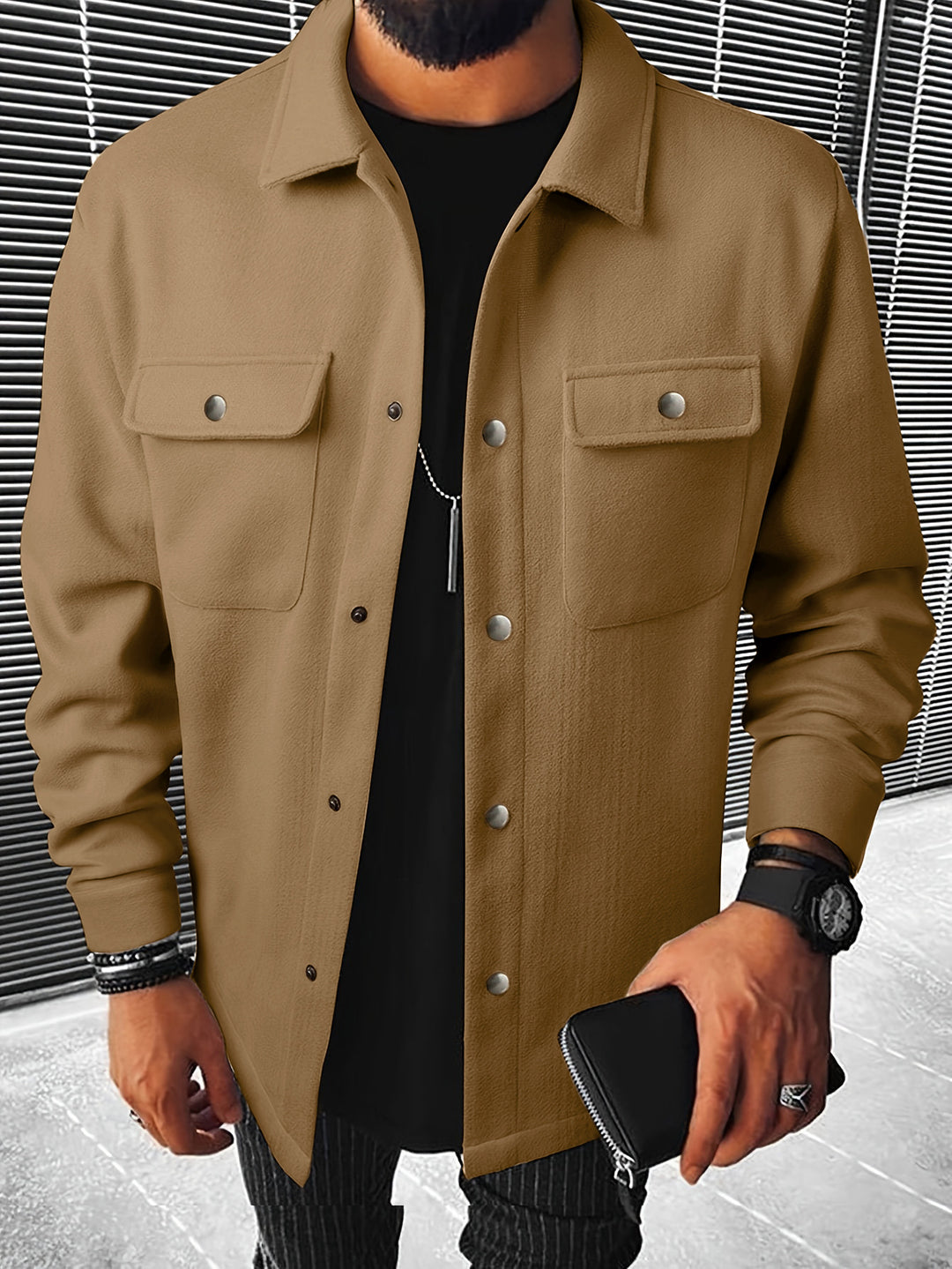 Fashionable overshirt jacket for men with practical pockets and modern button design Lune London