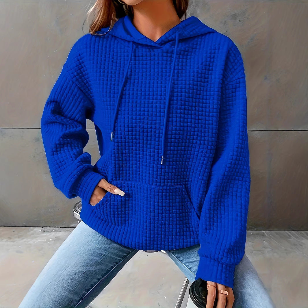 Sweat à capuche femme en motif waffle texturé avec poches latérales Chic & Stil