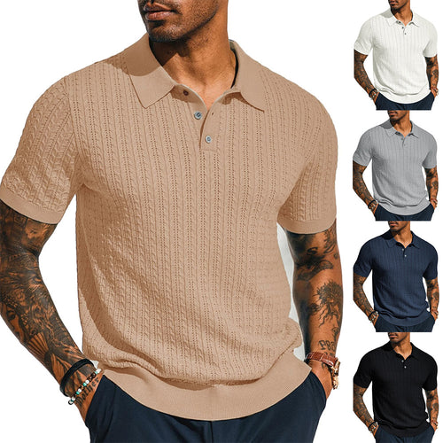 Men's polo with textured design and short sleeves Lune London
