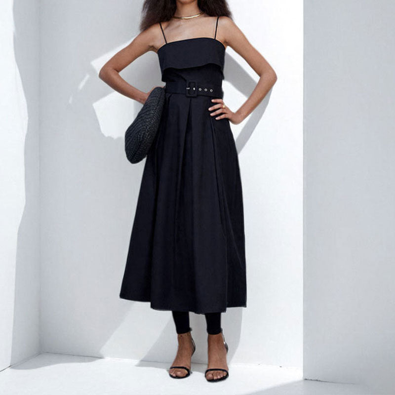 Robe maxi pour femme avec bretelles et ceinture cintrée Chic & Stil